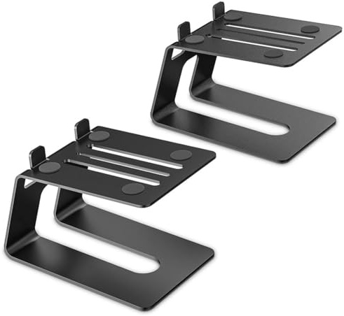 FVZWKHD Desktop-Lautsprecherständer, 1 Paar, Studio-Monitor-Riser mit Vibrationsdämpfendem Pad und 5° Neigungsdesign Verbessern