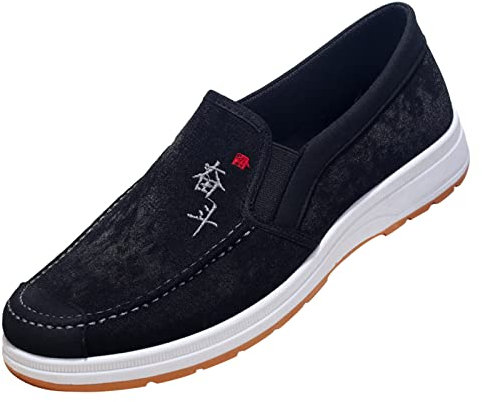 EU 43 Baskets Homme Mocassin Homme Blanc Mode Toutes Saisons Hommes Chaussures décontractées Plat antidérapant léger Tissu en Couleur Unie Confortable élastique sans Lacet Mocassin Homme Blanc