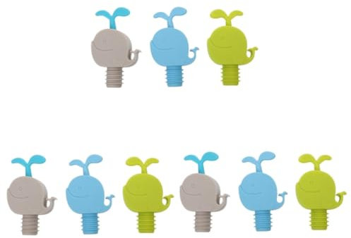 TOPBATHY 9 Pièces Liège baleine de vin mini cocotte avec couvercle bouchon bouteille bouchon de bouteille en silicone d'étanchéité dauphin baleine Gel de silice