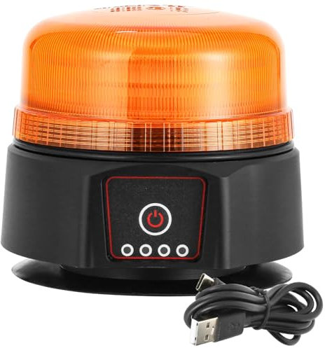 ETUKER LED Gyrophare Magnétique Jaune Sans Fil Rechargeable Batterie 2Flashs Lumineux Clignotant Ramp