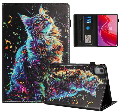 Rostsant Custodia Lenovo Tab M11 2024 Cover Libro Stand Funzione Slot per Carte Libro Cover Tablet Protettiva per Lenovo Tab M11 11 Pollici TB330FU Nota musicale gatto