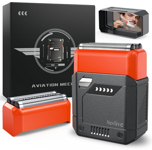 Folien-Elektrorasierer für Reisen, USB-C Schnellladung, IPX7 wasserdicht, kabellos, tragbarer Gesichtsrasierer mit Reiseetui & Ersatzkopf, kompaktes Männer-/Fellpflege-Design