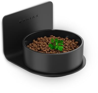 DRAIAX ElegantFeed S Gamelle Simple en céramique surélevée pour Chien et Chat Facilement Amovible – Gamelle pour Chat et Petit Chien – Station d'alimentation Noire pour Montage Mural