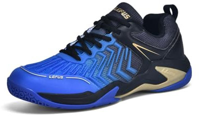 Xuanke Tennisschuhe Halle Herren Atmungsaktiv rutschfest Sportschuhe Damen Badminton Schuhe sandplatz Trainerschuhe (Blau Schwarz, Erwachsene, 42, Numerisch, EU Schuhgrößensystem, Breit)