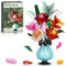 Bouquet de fleurs avec vase - 566 pièces - 6 fleurs - Jouet de construction - Bouquet de roses - Kit de décoration DIY - Bouquet de plantes - Cadeaux pour adultes, femmes, filles à partir de 12 ans