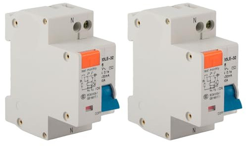 2Pcs Disjoncteur 1P, Disjoncteur à Courant Résiduel 16A 220V Protection Contre Les Courts-Circuits et Les Surtensions Commutateur Air Monté sur Rail DIN pour 50/60Hz