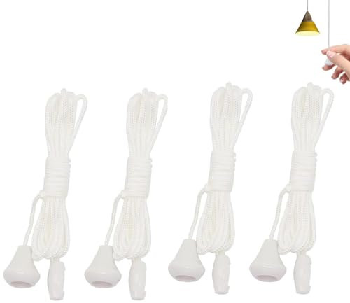 CNOYEEO 4 Pcs Replacement Cord Pull for Ceiling Switch, 1.5m Nylon Light Pull Cord for Bathroom Toilet Fan and Light Switches, Durable and Easy to Install Replacement Rope