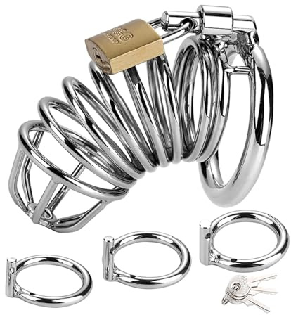 GeRRiT Metall Peniskäfig Chastity Cage mit Cockringe Herren Extrem Keuschheitsgürtel SM Penis Bondage Käfig Cock Cage Sklave Keuschheitskäfig für Männer Fetisch Sexspielzeug （45mm）