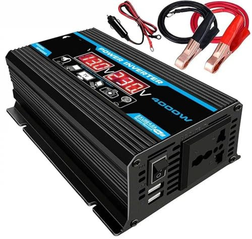 DZSHONGXINSM Inversor Inversor De Corriente Coche 4000W 12V A 220V/110V LED Adaptador/Cargador Transformador De Voltaje USB Dual Onda Sinusoidal Modificada Inversor de Corriente(Negro)