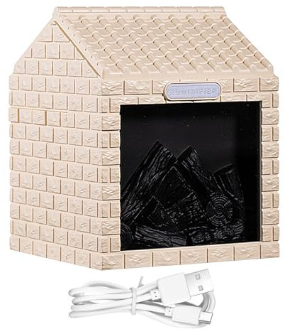 Umidificatore Diffusore d'aria con effetto fiamma caminetto | Umidificatore Aromaterapia Fiamma | Decorazione per la casa con Fredda mediante Atomizzazione e Ricarica USB
