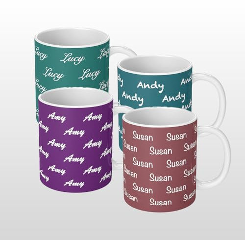 Personalised Name Custom Your Text Mug Gift Coffee Tea Cup Gift with Coaster Option | Large Handle | Spacious 11oz | Dishwasher Safe | Made in UK |