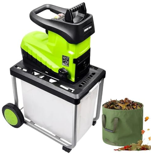 Electric Garden Shredder, 2800W Leaf & Wood Chipper with Wheels, Crushes up to 45mm, 60L Collection Box, Ideal for Shredding Wood & Garden Debris