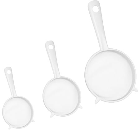 Andibro Lot de 3 passoires en plastique avec poignée pour kéfir, thé, café, lait de noix, tamis à farine, passe au lave-vaisselle