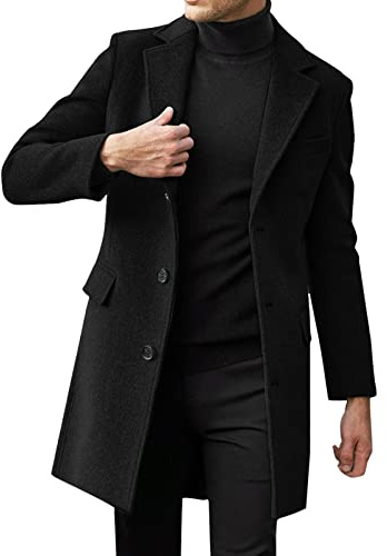 Generisch Manteau d'hiver pour homme grande taille col à revers manches longues veste en cuir rembourrée manteau épais veste en peau de mouton, Noir , XXL