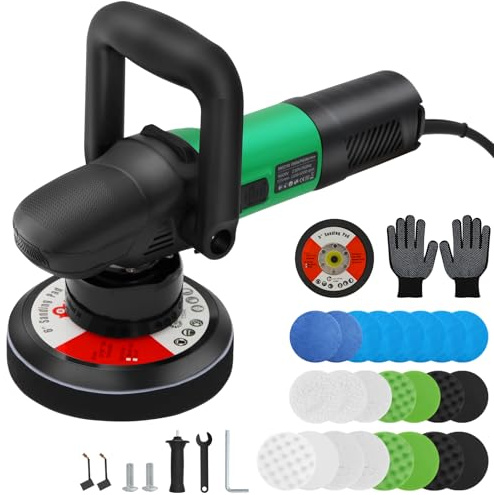 Poliermaschine,900W Exzenter poliermaschinen,6 variable Geschwindigkeiten,Poliermaschine Auto Set, 12.7/15.2cm Polierteller und Polierschwamm für zum Polieren von Auto, Möbeln,die Autodetailing