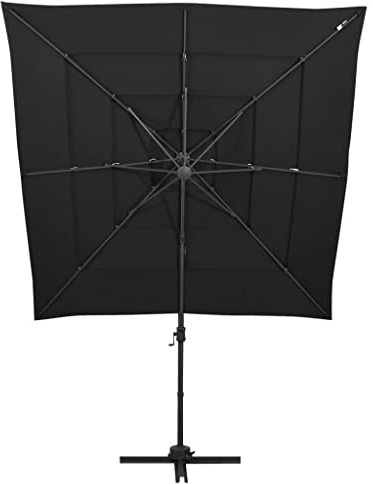 Generico Ombrellone a Sbalzo a 4 Livelli Palo Alluminio 250x250 cm Nero,Nero,19.45kg,313826