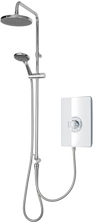 Triton Showers | Collections II DuElec | Aspirante | Electric Shower | Dual Shower Head | 9.5KW | White | Rainfall Shower Head | Triton Electric Shower | Shower Head and Hose Set