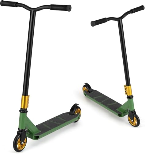 GOPLUS Stunt Scooter ab 10 Jahre, Kickscooter mit 360° Lenkung, 110mm PU Rädern, Aluminium Deck & ABEC 7 Kugellager, Tretroller Stuntroller Cityroller bis 100kg, Funscooter Kinder Erwachsene