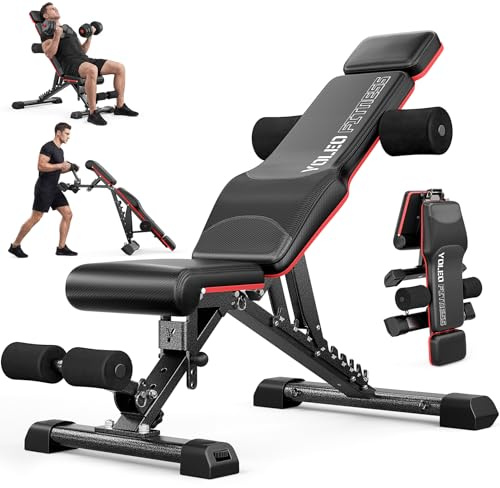 YOLEO Hantelbank Verstellbar bis 1050KG, ENISO-zertifizierte Fitnessbank für Home Gym, Schrägbank, Flachbank und Negativbank für Bankdrücken, 90% Vormontiert