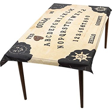 Smiffys Ouija Board Table Cloth & Planchette Coaster, Natu 195x115cm / 77x45in, Halloween Fancy Dress Accessory, Halloween Dress Up Halloween decorations
