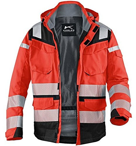 KÜBLER REFLECTIQ Wetterjacke Sympatex® PSA 2 – Jacke mit reflektierenden Elementen und Z‑Liner-Konstruktion warnrot/schwarz Gr. 3XL