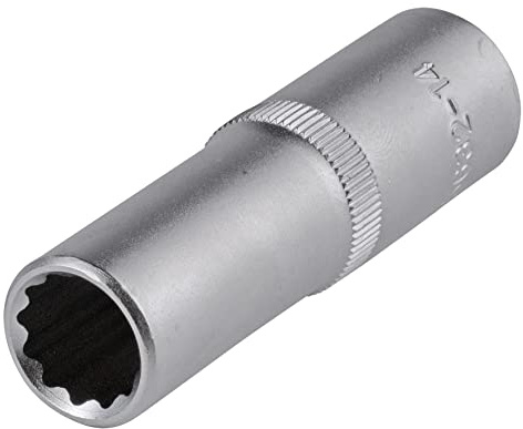 SW-Stahl 05632-14SB Steckschlüsseleinsatz 14 mm - 1/2 Zoll 12-kant Tief | Extra lange Zündkerzennuss aus Chrom-Vanadium-Stahl, verchromte Oberfläche, 78 mm Länge, Premium Qualität auf
