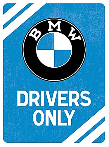 Nostalgic-Art Retro Kühlschrank-Magnet, 6 x 8 cm, Original Lizenzprodukt (OLP), BMW – Drivers Only Blue – Geschenk-Idee für BMW Accessoires Fans, aus Metall, Vintage Design
