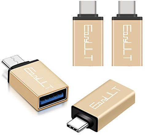 EasyULT Adattatore USB C a USB 3.0 [4 Pezzi], Adattatore Tipo-C a USB A con OTG Connettore Alta Velocità Compatible per Galaxy S8/LG Q8/OnePlus 5T/Honor 9 e Altri Dispositivi USB C (d'oro)