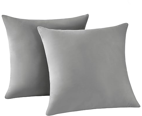 RUIKASI Kissenbezug 50 x 50 2er Grau - Kopfkissenbezug 50x50 Hellgrau Kissen Bezug 50x50cm mit Reißverschluss aus Mikrofaser, Polsterbezug Doppelpack Set Pillow Case Pillow Cover