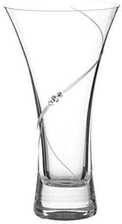 DIAMANTE Trumpet Vase 'Silhouette' - Small Hand Cut Crystal Vase with Swarovski Crystals - 18cm (7 INCHES TALL)
