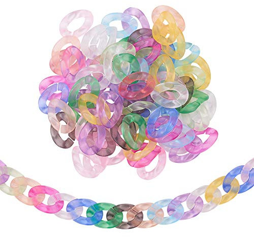 Airssory 300 Pcs Transparent Acrylic Plastic Linking Chain Rings Quick Frosted Twist Link Curb Chain Connectors for Home Curtain Purse Handle Eyewear Retainer Anti-Lost Chains Makings - 30mm