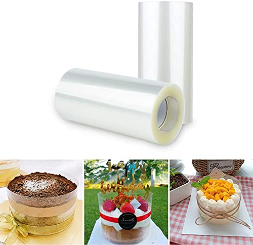 JOKILY 2 Tortenrandfolie, Kuchen Halsbänder Transparent Rolle, Transparent Acetat Rolle, Transparent Backen Kuchen Rolle, Transparent Rolle Kuchen, Transparent Rolle(8cm*10m, 10cm *10m)