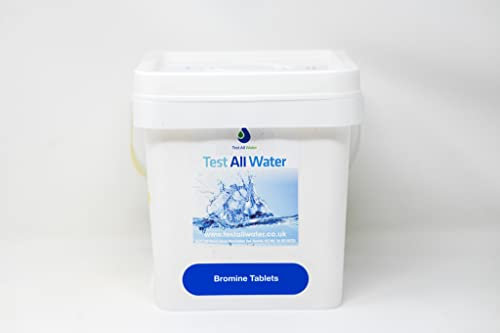 TestAllWater - Bromine Tablets 5kg | Alternative to Chlorine | Slow Release & Low Odour | Maintains Safe Spa Water | Floating Dispenser Use | Multicoloured