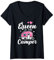 Lustige Wohnmobil Camping Sprüche Damen Queen Of The Camper Camping T-Shirt mit V-Ausschnitt Schwarz S