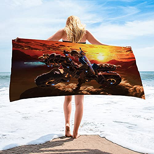 The Legend of Zelda-Link-Sonnenuntergang Mikrofaser Leichte Absorption Sandfrei Schnell Trocknend Strandtuch Campingtuch Reise Pool Picknick Schwimmen Badetuch