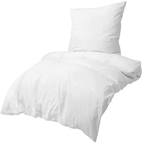 EllaTex MIKROFASER Bettwäsche Set, Farbe:Weiß, Größe:155x200cm + 80x80cm