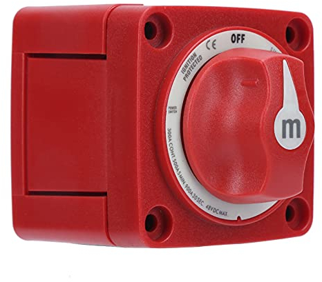 Akozon Battery Isolator Switch, Single Circuit 6006 M-Series ABS+Copper, Rotary, ON-OFF, Red, for Marine Boat DC 12-48V