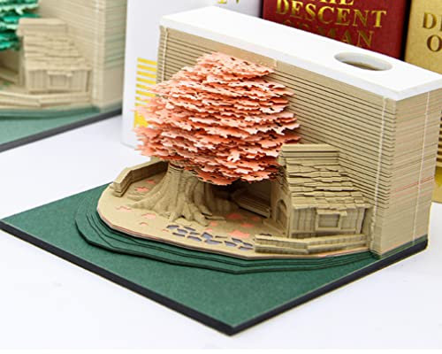 FOMTOR 3D-Notizblöcke, Papier Notizen Kunst Baustein, DIY Papier Notizen Kreatives Dekoratives Geschenk Hochzeit Souvenirs Valentinstag Geschenke (Baumhaus 200pcs Pink)