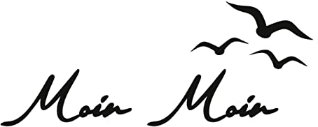 KLEBEKÖNIG Aufkleber Moin Moin Schriftzug Möwen - Sticker Autoaufkleber Scheibenaufkleber Motorradaufkleber Meer Camping - 2 Größen (30cm x 12 cm)