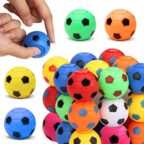 MUNSKT 20 Stück Fußball Fidget Spinner, 1,34 Zoll, drehbar, manuell, Fußball, Jungen, Spielzeug, Geschenk, Kinder, Party, Füllung, Klassenzimmer, Rückkehr Geburtstag, Halloween, Weihnachtsfeier