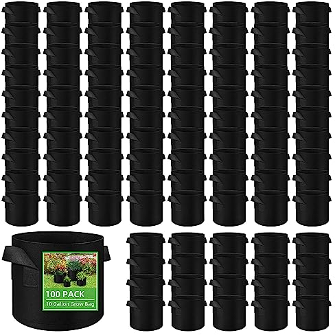 LITLANDSTAR 100 Stück 10 Gallonen Grow Bags Heavy Duty Thickened Nonwoven Aeration Fabric Pots with Handles Aeration Grow Bags for Vegetable/Flower/Plant