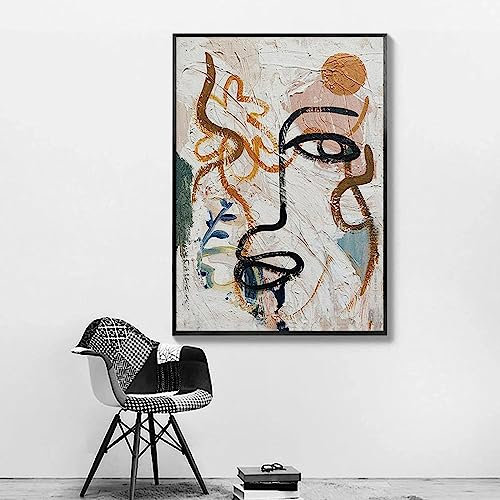 Tableau Abstrait Visage Humain Affiche Toile Peintures Murale Art Salon Chambre Décor À La Maison sans Cadre (40X60CM)