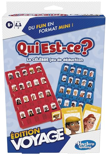 Hasbro Gaming Qui est-ce ? Édition Voyage, Jeu de Société Classique de Devinettes, Jeu de Voyage Portatif pour 2 Joueurs, pour Enfants, Familles et Amis