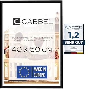 CABBEL Lot de 1 cadre photo 40x50 cm MDF en bois noir | avec verre plexi incassable/moderne