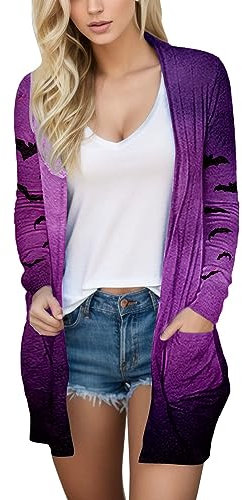 übergangsjacke Damen Sommer Hoodie y2k Sweater Blanket Strickjacke für Damen, bedruckt, Herbst, vorne offen, leichte Strickjacke mit Taschen, lässiger Duster-Cardigan Rollkragenpullover Blau