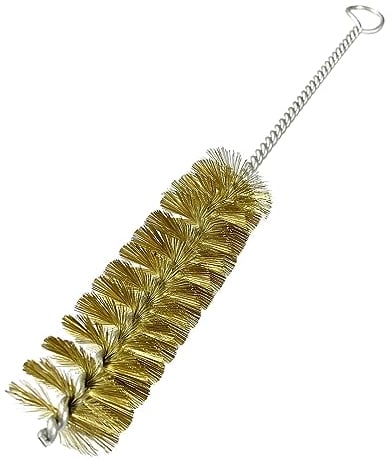 Ronyme Pipe Brush Flexible Rust Cleaner Long Handle Small Brass Brush Bristles Wire Brush for Tube Automotive Polishing Cleaning Bottles, Diameter 14mm