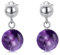 Purpurrot Amethyst Ohrringe 925 Sterling Silber 8mm Beaded Runde Ball Baumelnde Ohrhänger