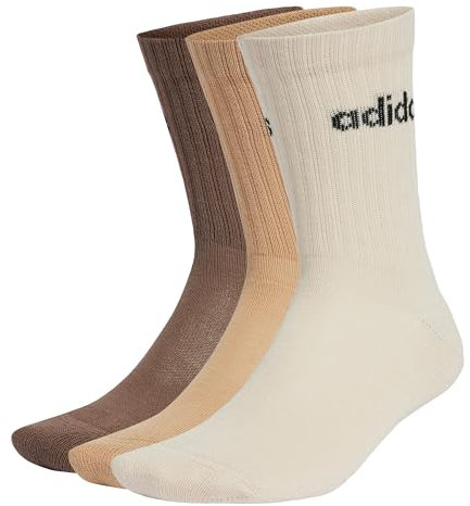 adidas Unisex Linear Crew Cushioned Socks 3 Pairs, WONDERWHI/MAGBEI/EARSTR, 42-45
