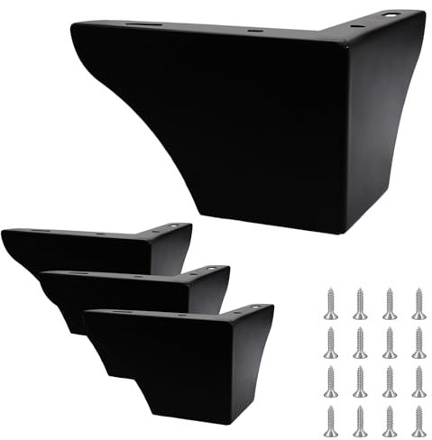 Cjueiom Lot de 4 pieds de meubles modernes en métal pour placard, chaise, ottomane - 10 cm - Noir mat