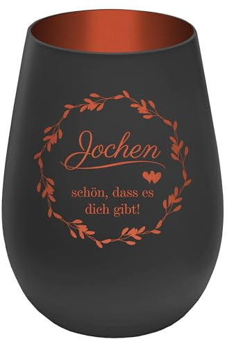 Personalisierbares Windlicht ''Schön DASS es Dich gibt - Schwarz/Kupfer - graviertes Glas - persönliche Geschenkidee für Freunde und Familie